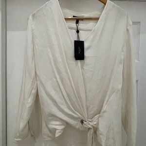 Rag & Bone Cream V-Neck Blouse